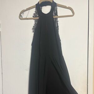 Lulu's Elegant Black Dress size small. Short dress underneath a long shear dress